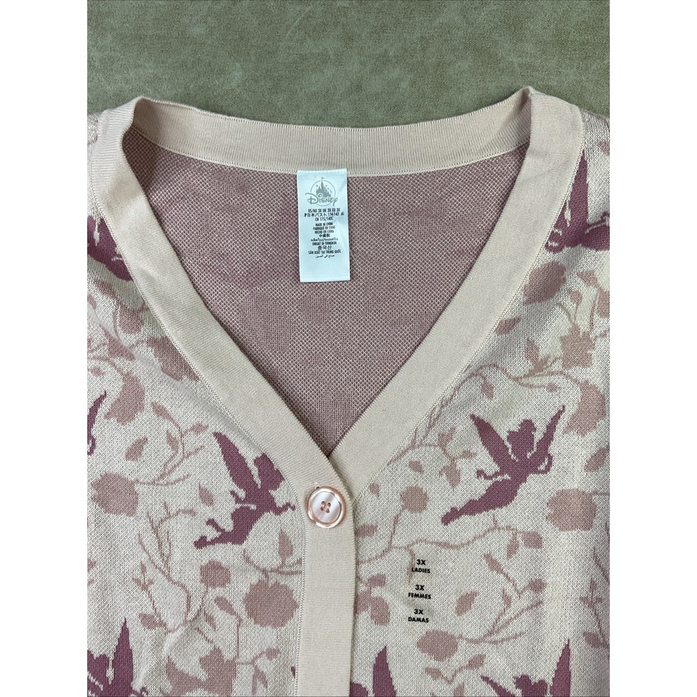 Disney Parks Tinker Bell Cardigan Sweater Dusty Pink Tinkerbell Plus Women Sz 3X - Picture 5 of 8
